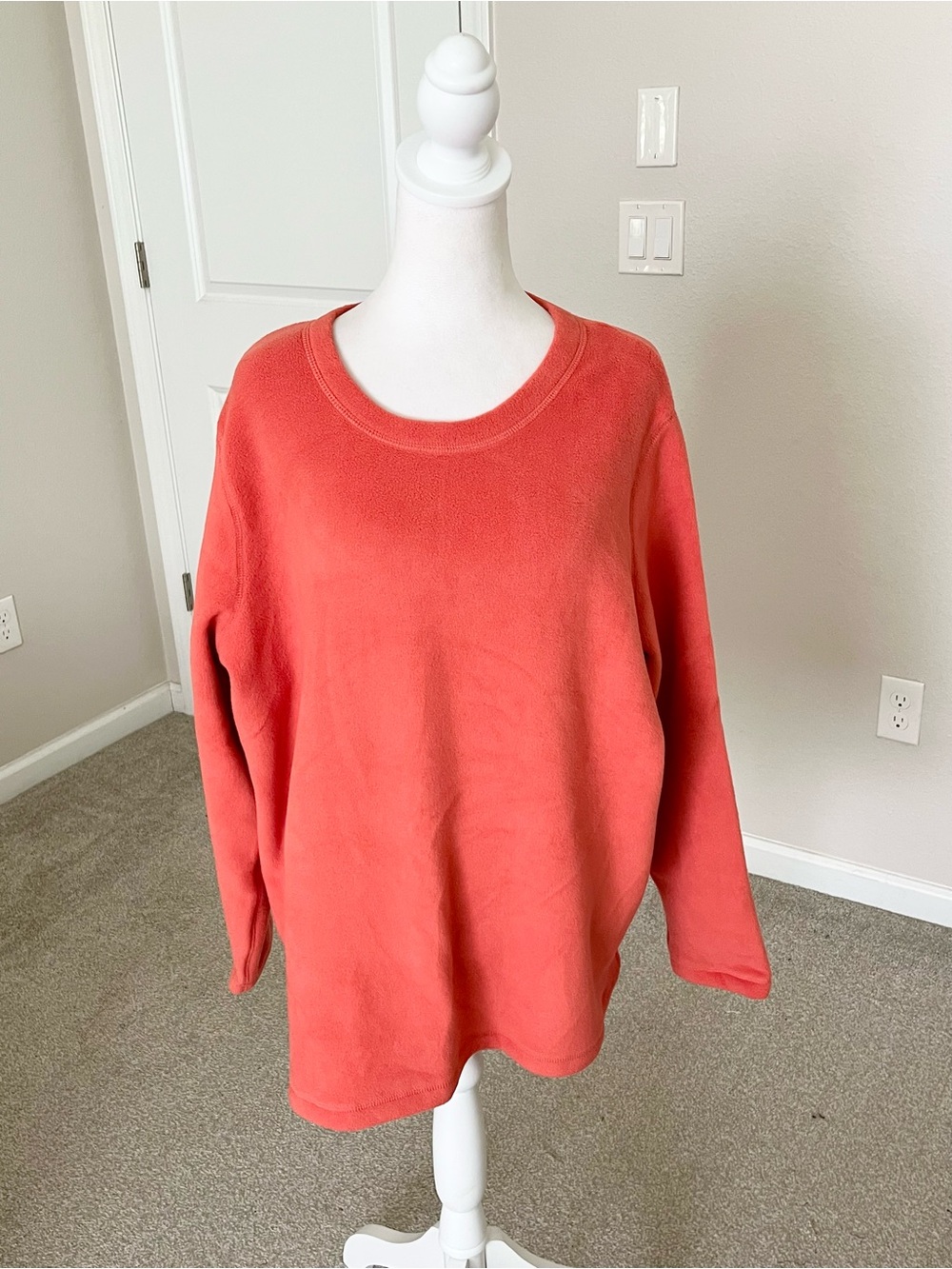 NWOT Lands' End Pumpkin Color Crewneck Fleece Size 2X